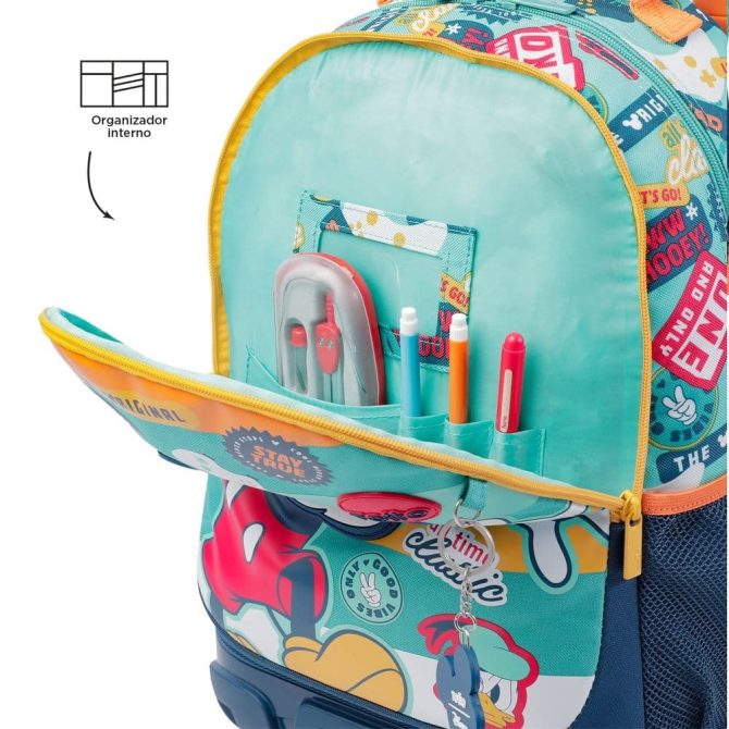 MORRAL TOTTO RUEDAS BOMPER MICKEY - TALLA M - AZUL VERDE