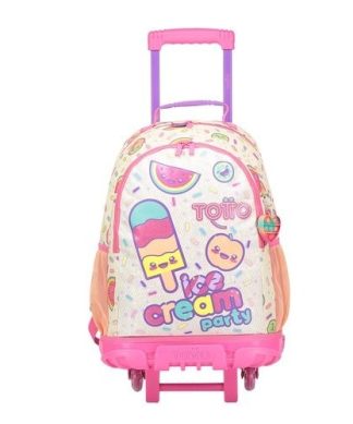 MORRAL TOTTO RUEDAS BOMPER ICE FRUIT - TALLA L - BEIGE FUCSIA
