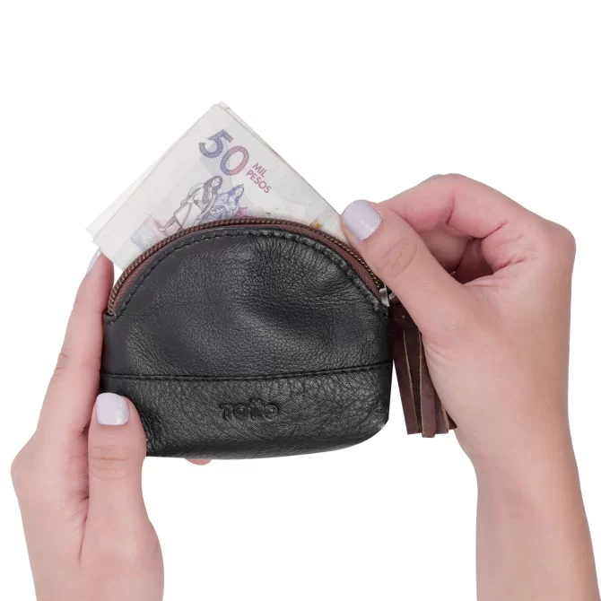 MONEDERO TOTTO ZACRY CUERO - NEGRO