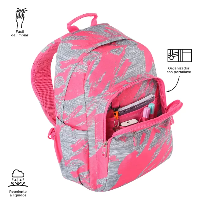 MORRAL TOTTO ACUARELA JUVENIL PORTA PC 14" - TALLA L - ROSADO