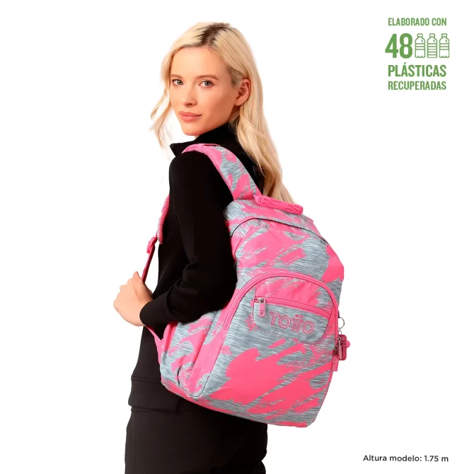 MORRAL TOTTO ACUARELA JUVENIL PORTA PC 14" - TALLA L - ROSADO