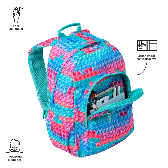 MORRAL TOTTO ACUARELA JUVENIL PORTA PC 14" - TALLA L - AZUL