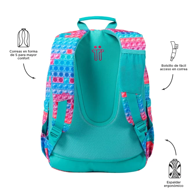 MORRAL TOTTO ACUARELA JUVENIL PORTA PC 14" - TALLA L - AZUL