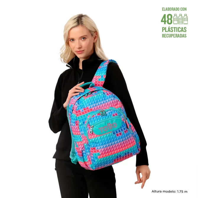 MORRAL TOTTO ACUARELA JUVENIL PORTA PC 14" - TALLA L - AZUL