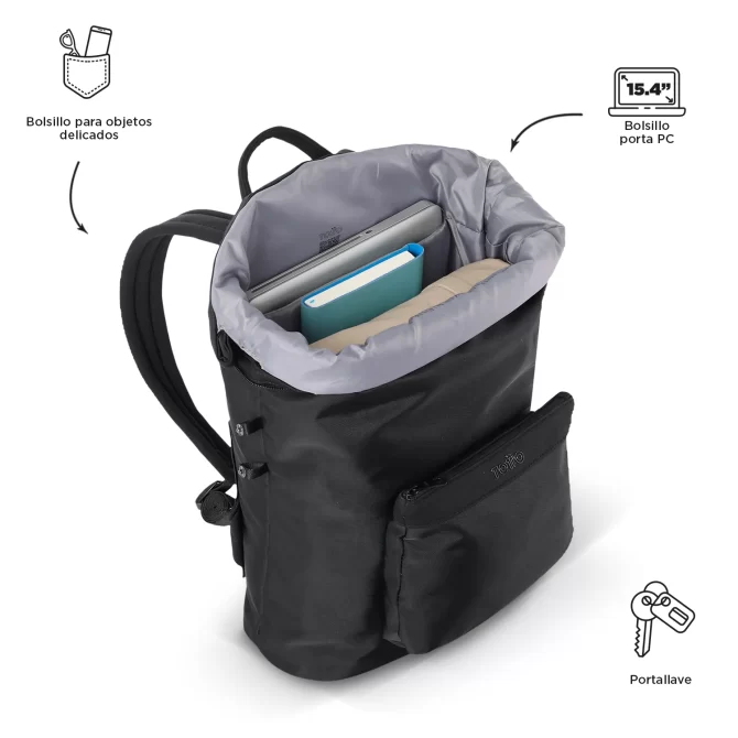 MORRAL TOTTO METALLIC- TALLA M - NEGRO