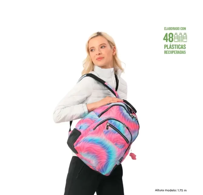 MORRAL TOTTO RAYOL GLITTER - TALLA L - ROSADO