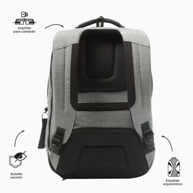 MORRAL TOTTO HEXA EJECUTIVO PORTA PC 14" - TALLA L - GRIS