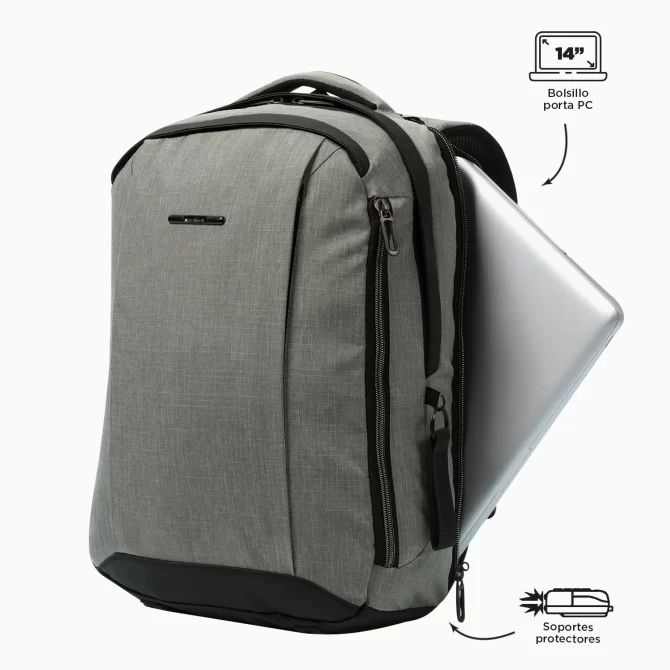 MORRAL TOTTO HEXA EJECUTIVO PORTA PC 14" - TALLA L - GRIS