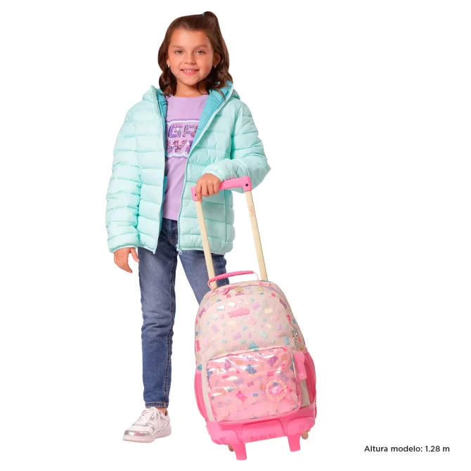 MORRAL TOTTO RUEDAS GUMMY BEAR - TALLA M - ROSADO