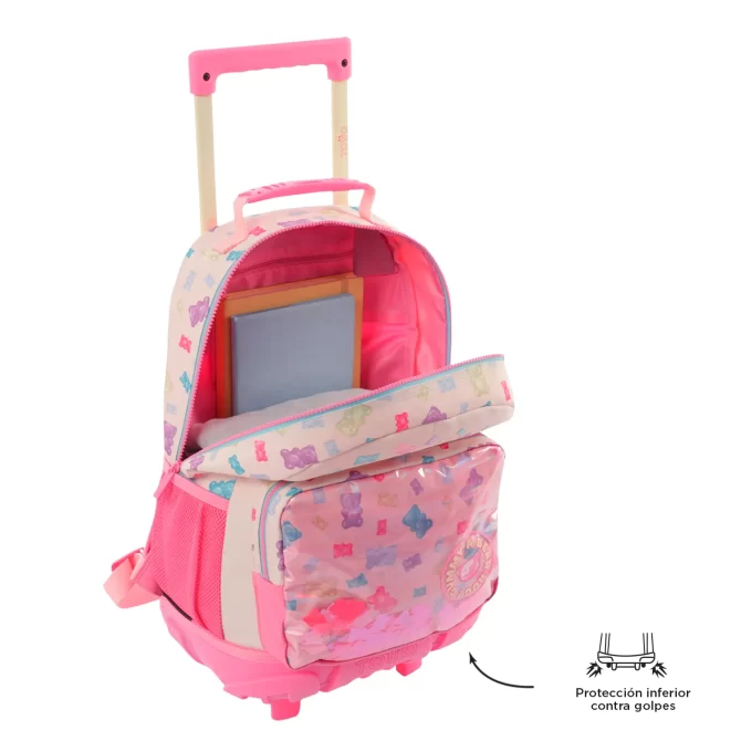 MORRAL TOTTO RUEDAS GUMMY BEAR - TALLA M - ROSADO