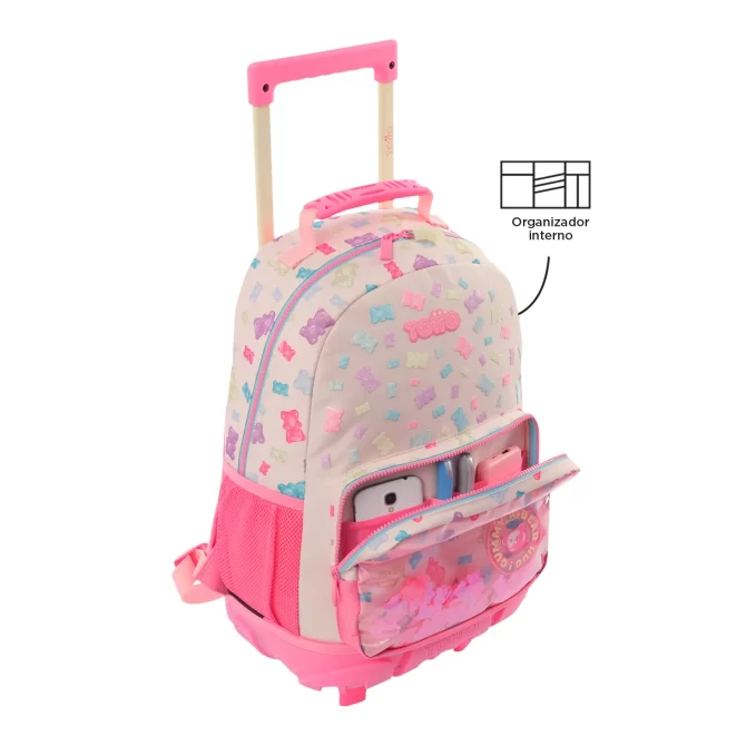 MORRAL TOTTO RUEDAS GUMMY BEAR - TALLA M - ROSADO
