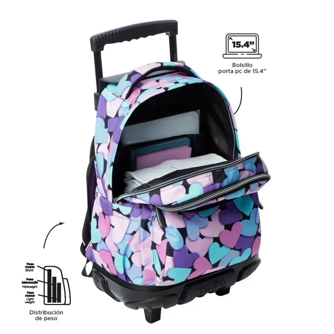 MORRAL TOTTO RUEDAS RENGLON - TALLA L - MORADO