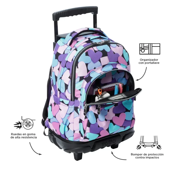 MORRAL TOTTO RUEDAS RENGLON - TALLA L - MORADO