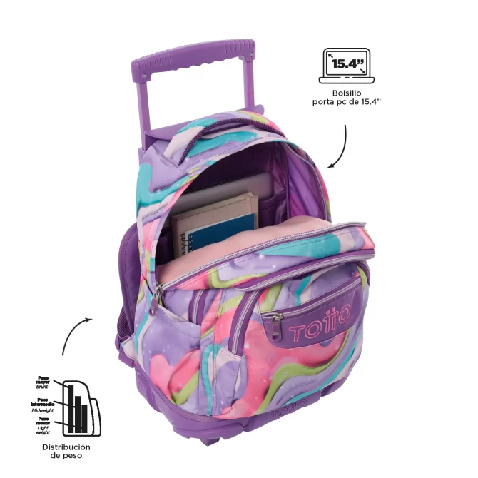 MORRAL TOTTO RUEDAS RENGLON - TALLA L - MORADO