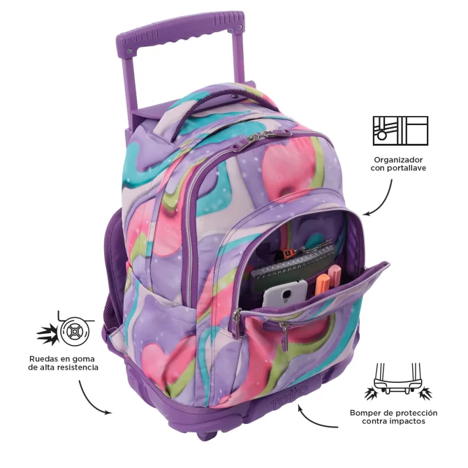 MORRAL TOTTO RUEDAS RENGLON - TALLA L - MORADO