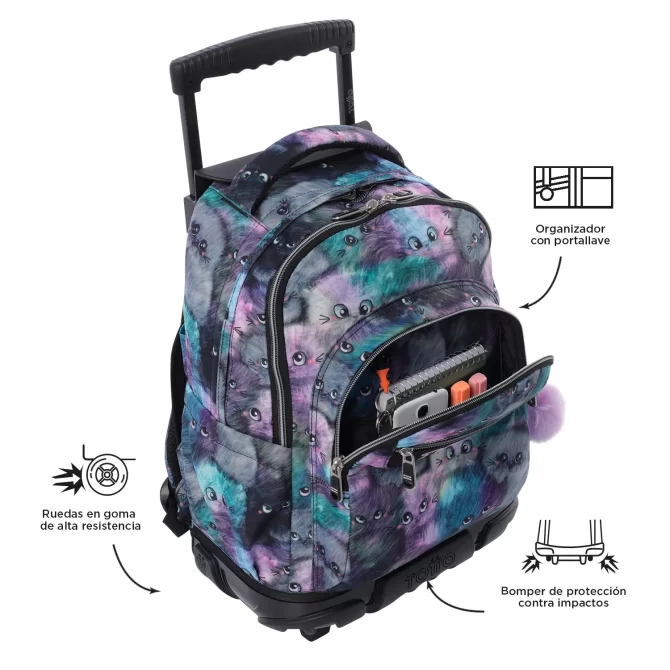 MORRAL TOTTO RUEDAS RENGLON - TALLA L - NEGRO