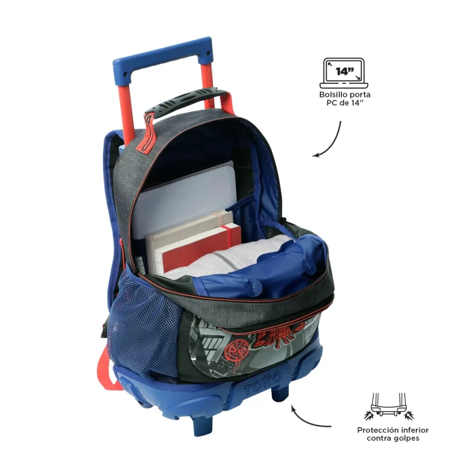 MORRAL TOTTO RUEDAS SPIDERMAN AMAZING - TALLA M - AZUL