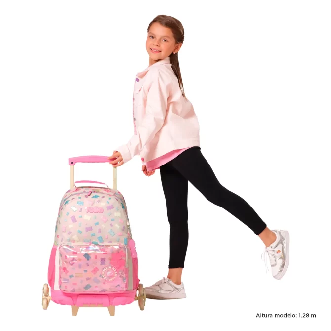 MORRAL TOTTO RUEDAS GUMMY BEAR - TALLA L - ROSADO