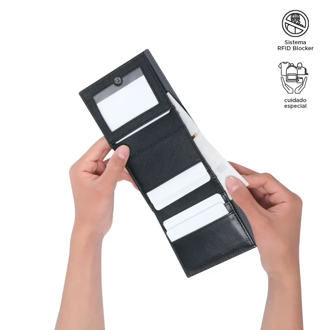 BILLETERA TOTTO SAFFIANO AQI - NEGRO