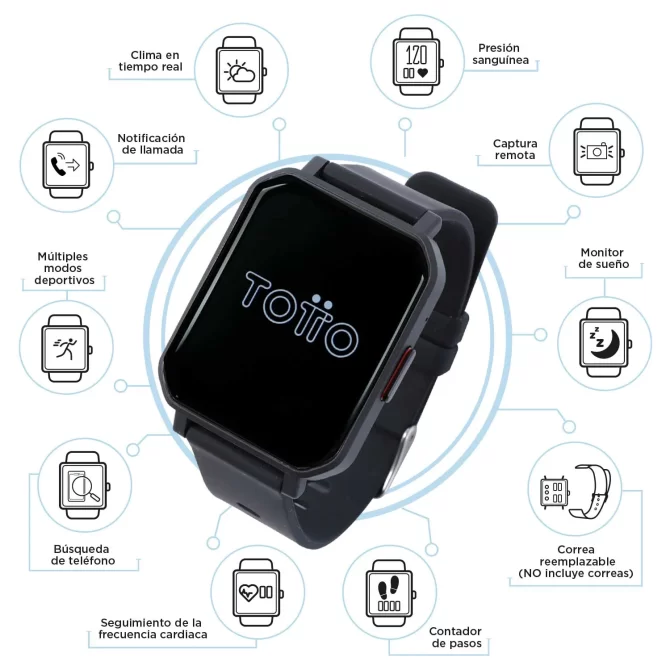 RELOJ TOTTO INTELIGENTE SMART F12 - NEGRO