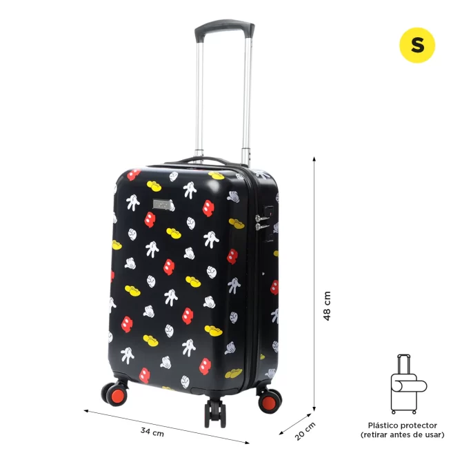 MALETA VIAJE TOTTO 360 MICKEY ICONIC - TALLA S - NEGRO