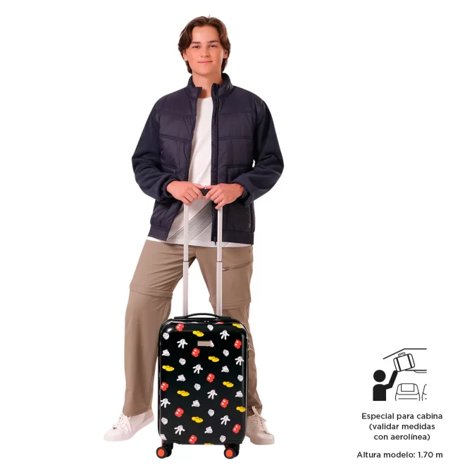 MALETA VIAJE TOTTO 360 MICKEY ICONIC - TALLA S - NEGRO