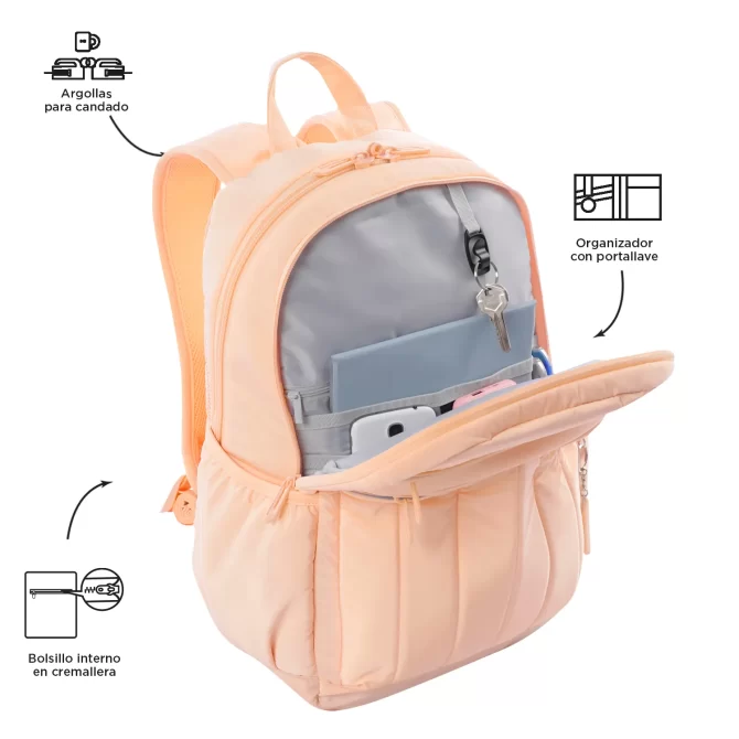 MORRAL TOTTO PLAINE PORTA PC 14" - TALLA L - DURAZNO