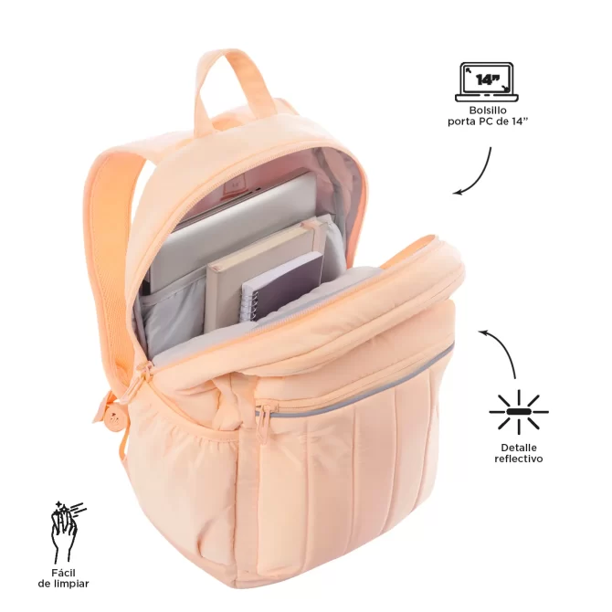 MORRAL TOTTO PLAINE PORTA PC 14" - TALLA L - DURAZNO