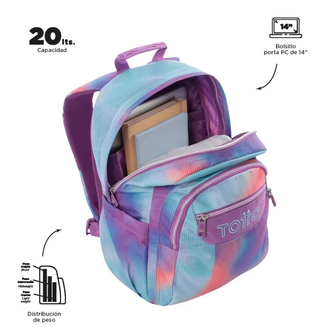 MORRAL TOTTO ACUARELA GLITTER - TALLA L - VERDE