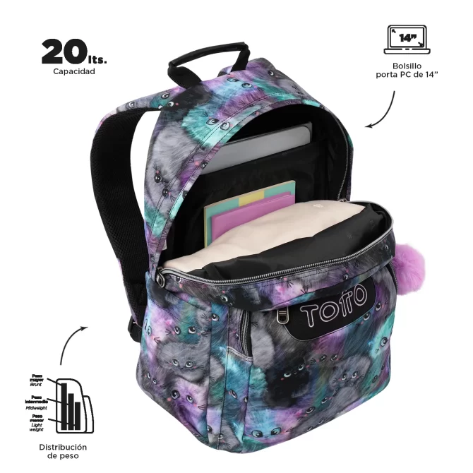 MORRAL TOTTO ACUARELA - TALLA L - NEGRO