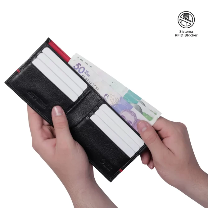 BILLETERA TOTTO LEDER - NEGRO 100% CUERO
