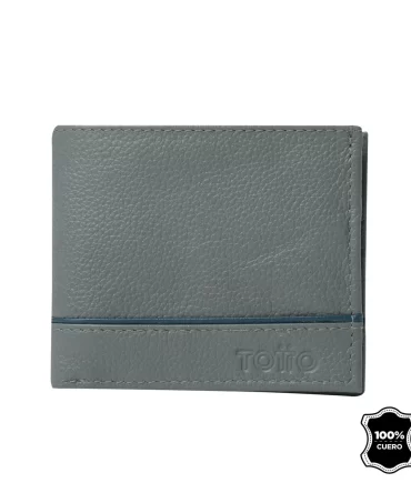 BILLETERA TOTTO LEDER - GRIS 100% CUERO