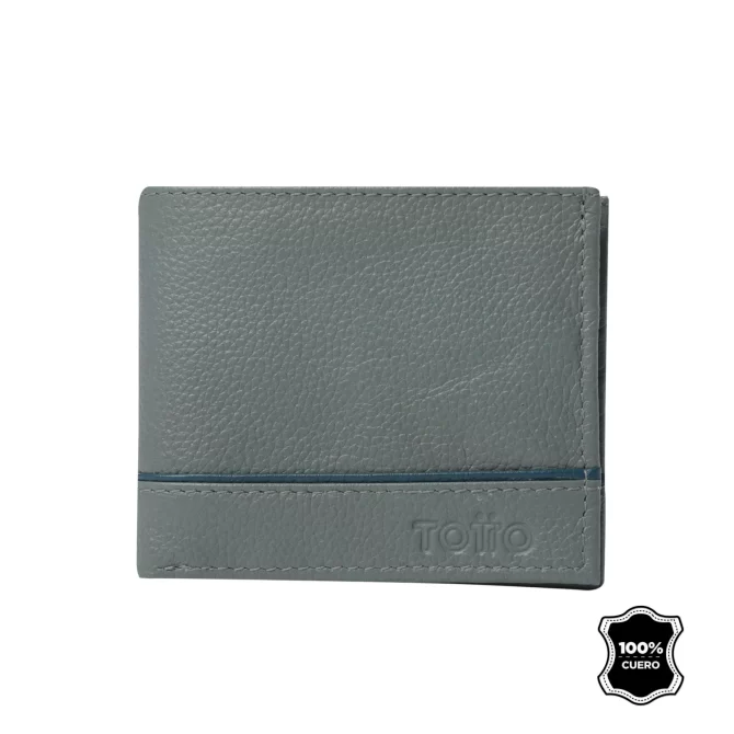 BILLETERA TOTTO LEDER - GRIS 100% CUERO