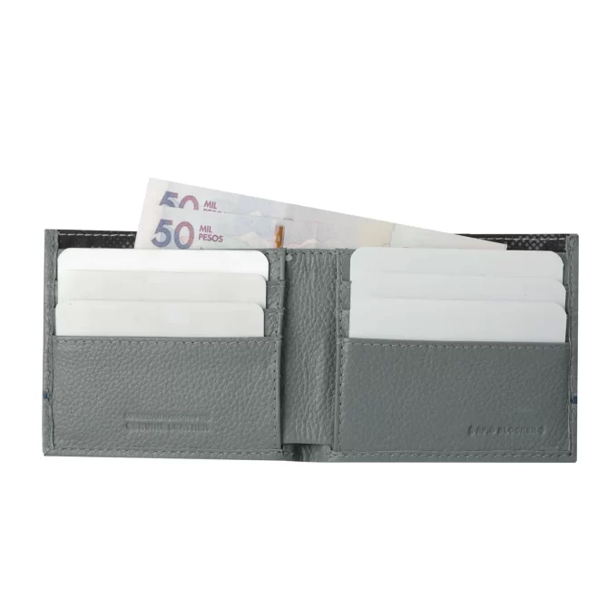 BILLETERA TOTTO LEDER - GRIS 100% CUERO
