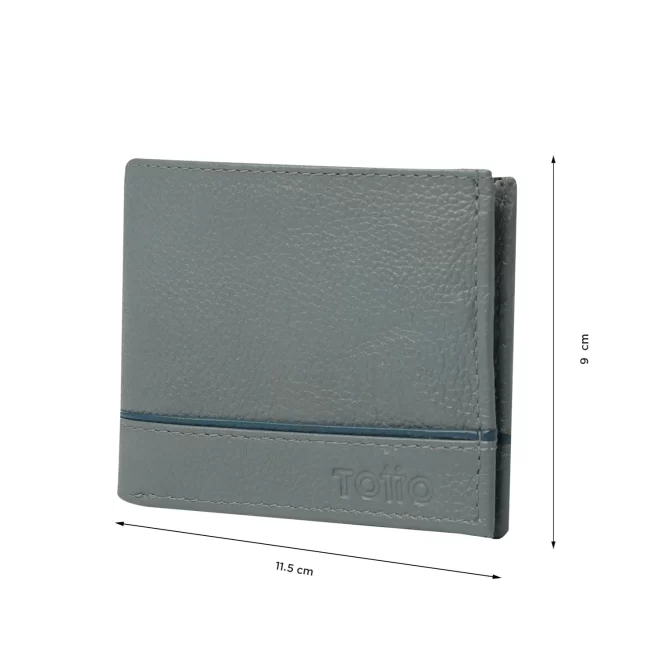 BILLETERA TOTTO LEDER - GRIS 100% CUERO