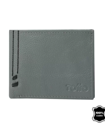 BILLETERA TOTTO MAXI - GRIS 100% CUERO