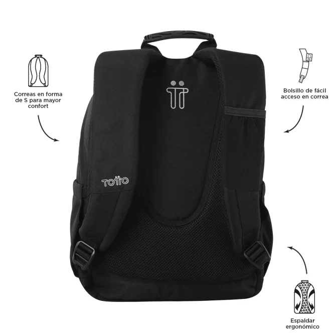 MORRAL TOTTO GOMMAS PORTA PC 13" - TALLA M - NEGRO