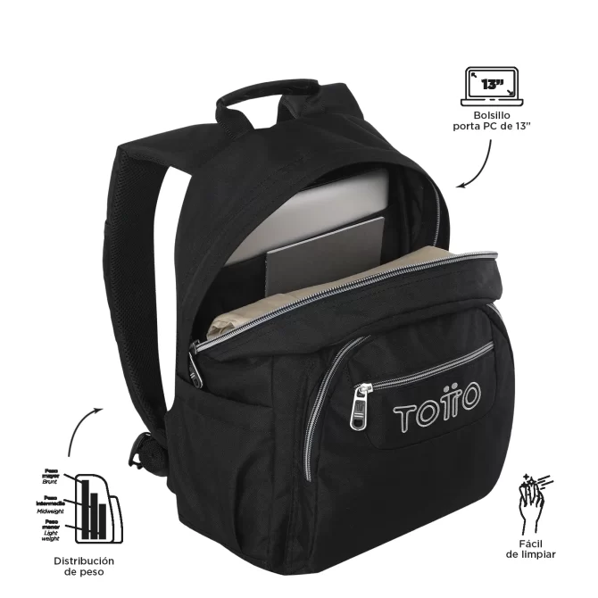 MORRAL TOTTO GOMMAS PORTA PC 13" - TALLA M - NEGRO