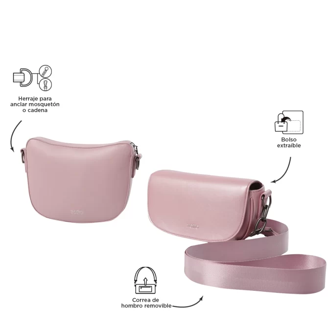 BOLSO TOTTO X2 STYLE 3 EN 1 - ROSADO - TALLA S