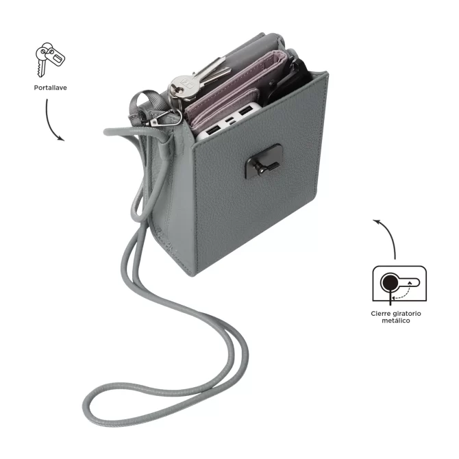 BOLSO TOTTO SMOOTH CROSSBODY - GRIS - TALLA XS