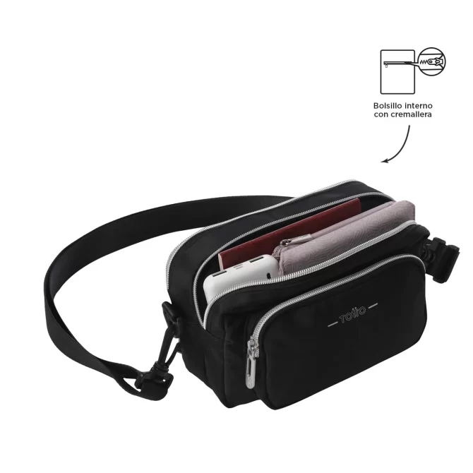BOLSO TOTTO FUNTY CROSSBODY 2 EN 1 - NEGRO - TALLA XS