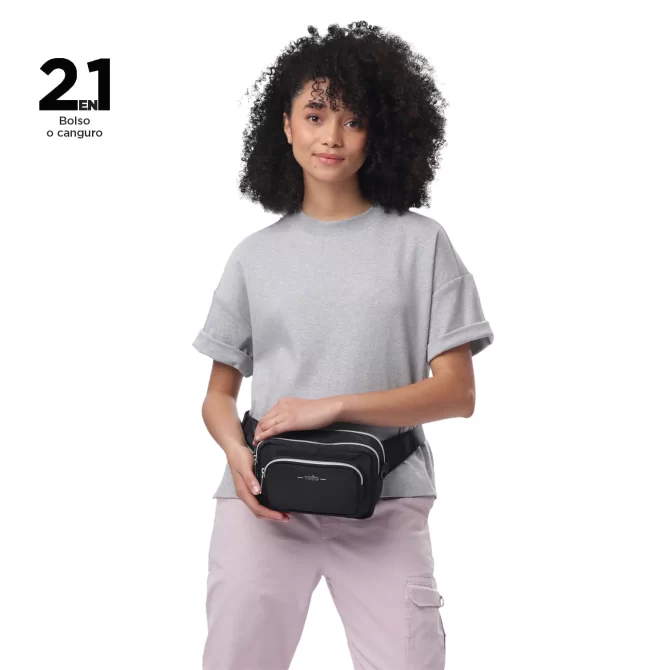 BOLSO TOTTO FUNTY CROSSBODY 2 EN 1 - NEGRO - TALLA XS