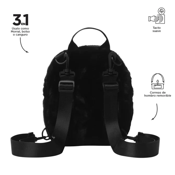 MORRAL TOTTO YUEN FASHION 3 EN 1 - TALLA XS - NEGRO