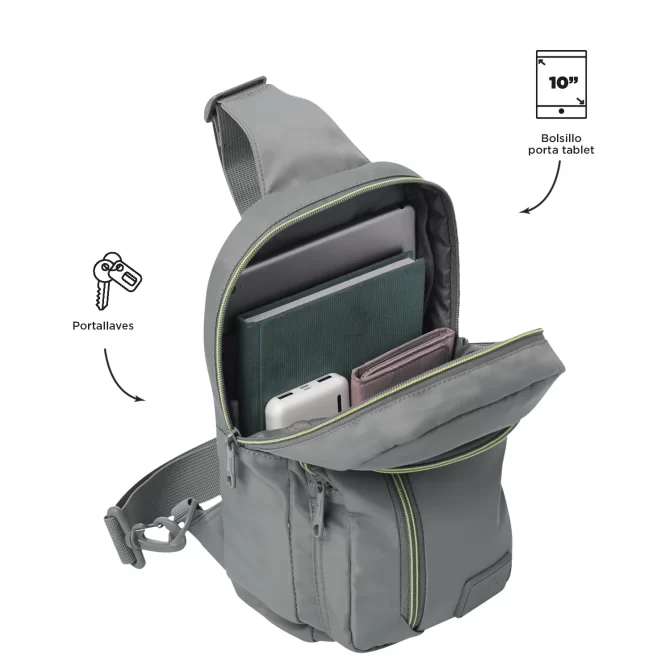 MORRAL TOTTO CROSSOVER TRACER PORTA TABLET 10" - TALLA S - GRIS
