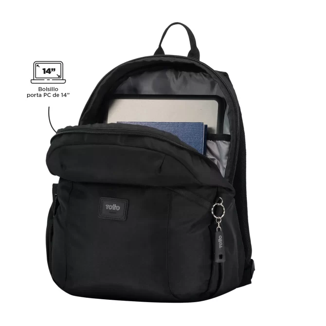 MORRAL TOTTO TRIK M PORTA PC 14" - TALLA M - NEGRO