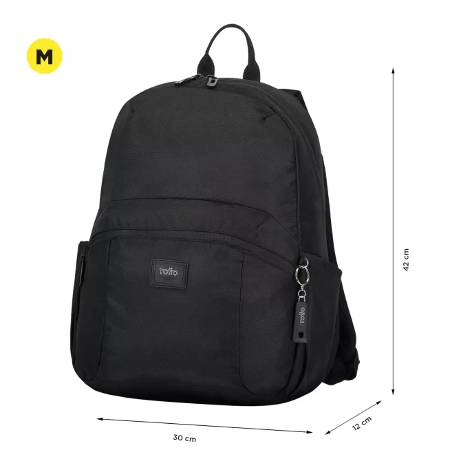MORRAL TOTTO TRIK M PORTA PC 14" - TALLA M - NEGRO