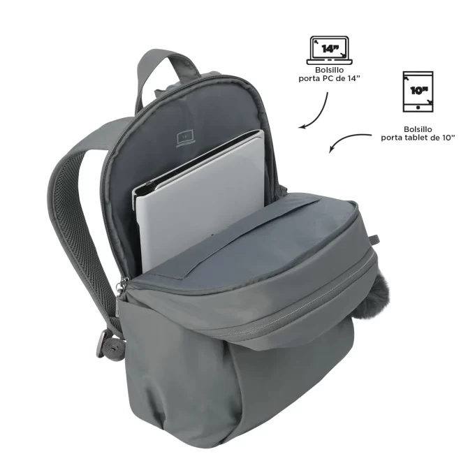 MORRAL TOTTO ADELAIDE EJECUTIVO 1 2.0 PORTA PC 14" - TALLA M - GRIS