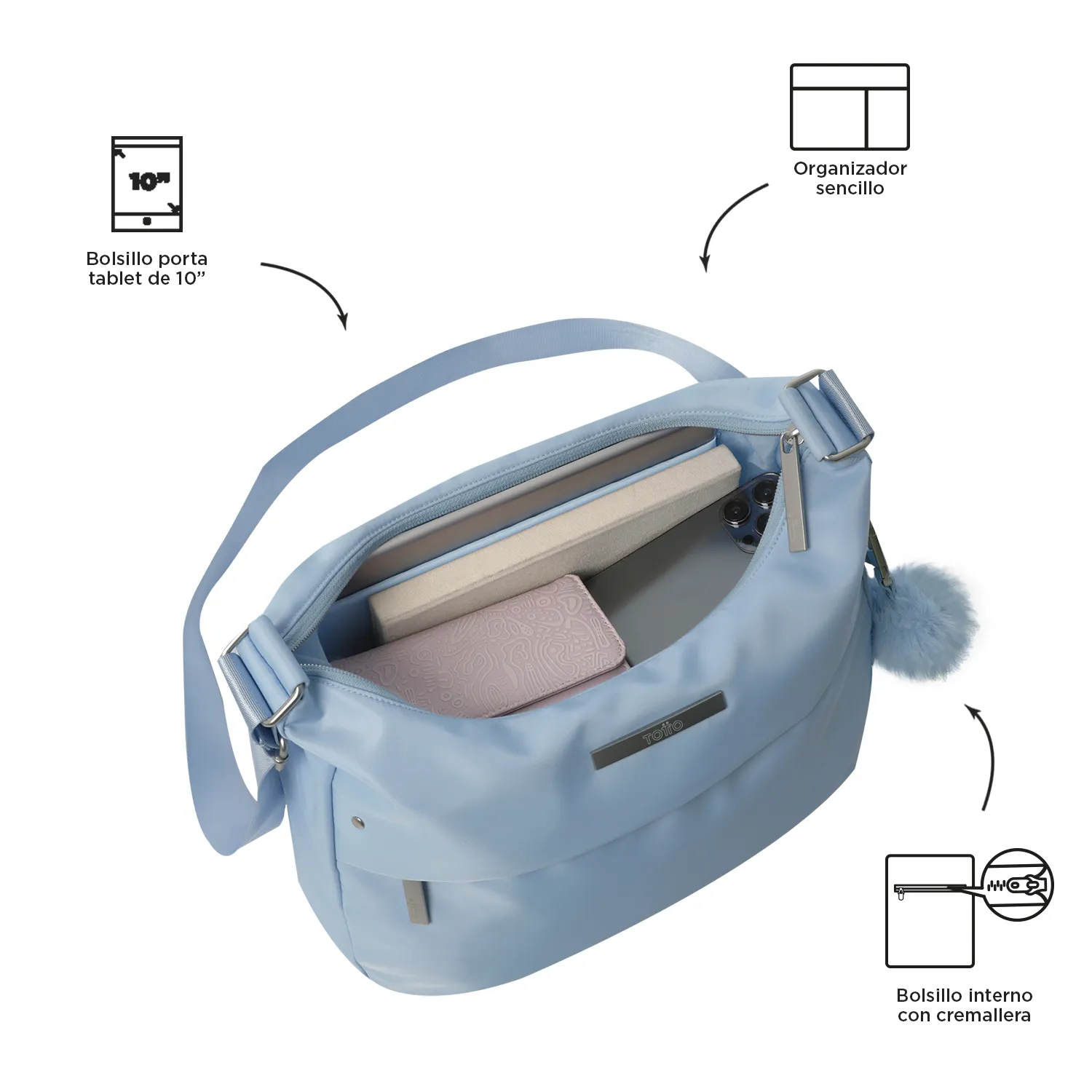 BOLSO TOTTO ADELAIDE 1 2.0 PORTA TABLET 10" - AZUL - TALLA M