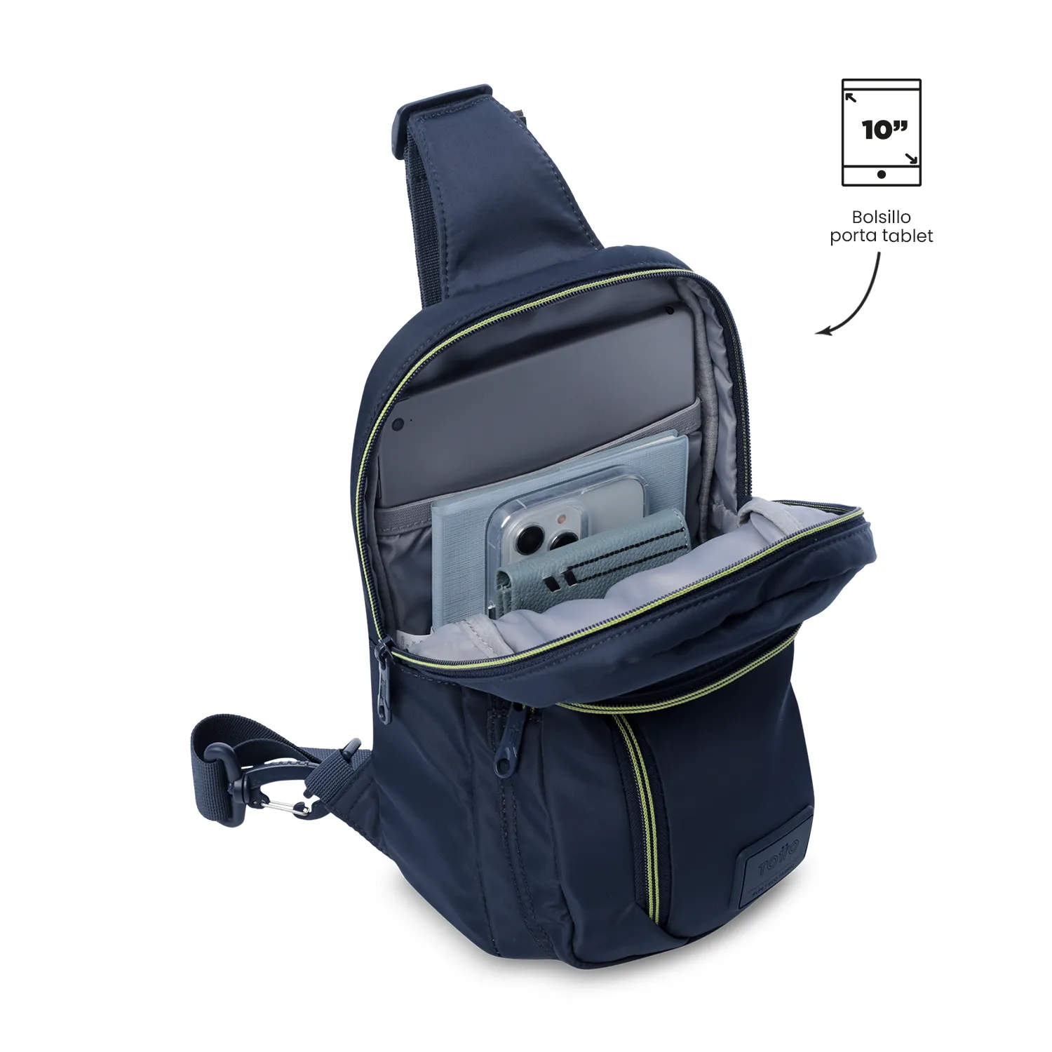 BOLSO TOTTO TRACER CROSSOVER MANOS LIBRES PORTA TABLET 10" - AZUL - TALLA S