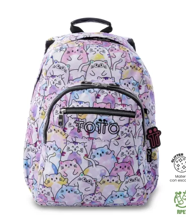 MORRAL TOTTO ACUARELA GLITTER JUVENIL PORTA PC 14" - TALLA L - ROSADO